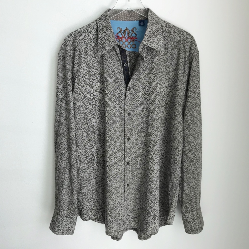 Robert Graham Men's 2XL Long Sleeve Floral Print Shirt Button Down Silk Trim